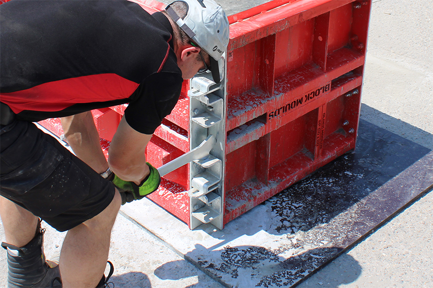 opening the block mould with opener